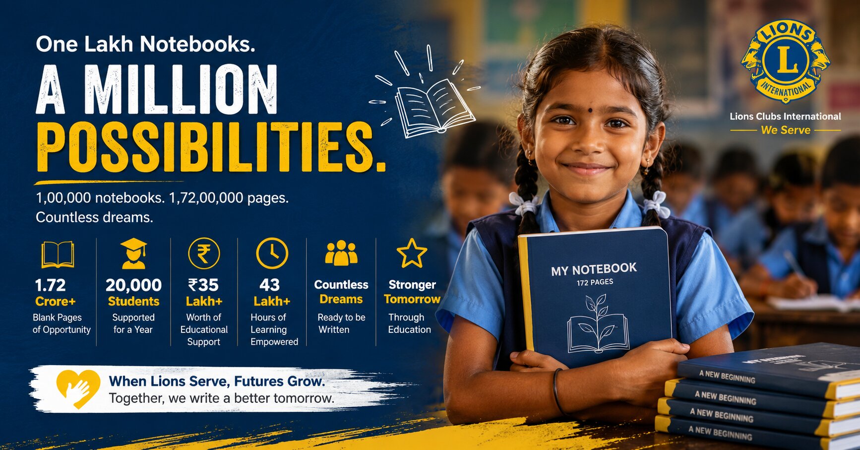 One Lakh Notebooks. More Than a Donation—A Million Possibilities.